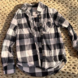 Black and white checkered flannel kids shirt